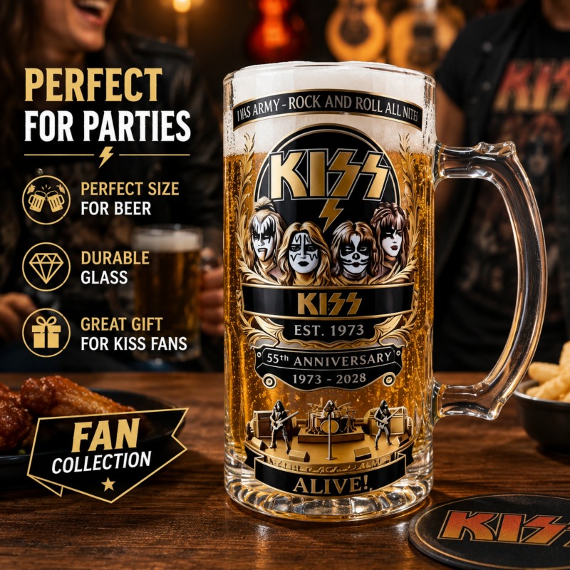 55주년 기념 KISS 록 밴드 맥주잔 방수 스티커 투 - Beer Mug Handled 리뷰 및 가격
