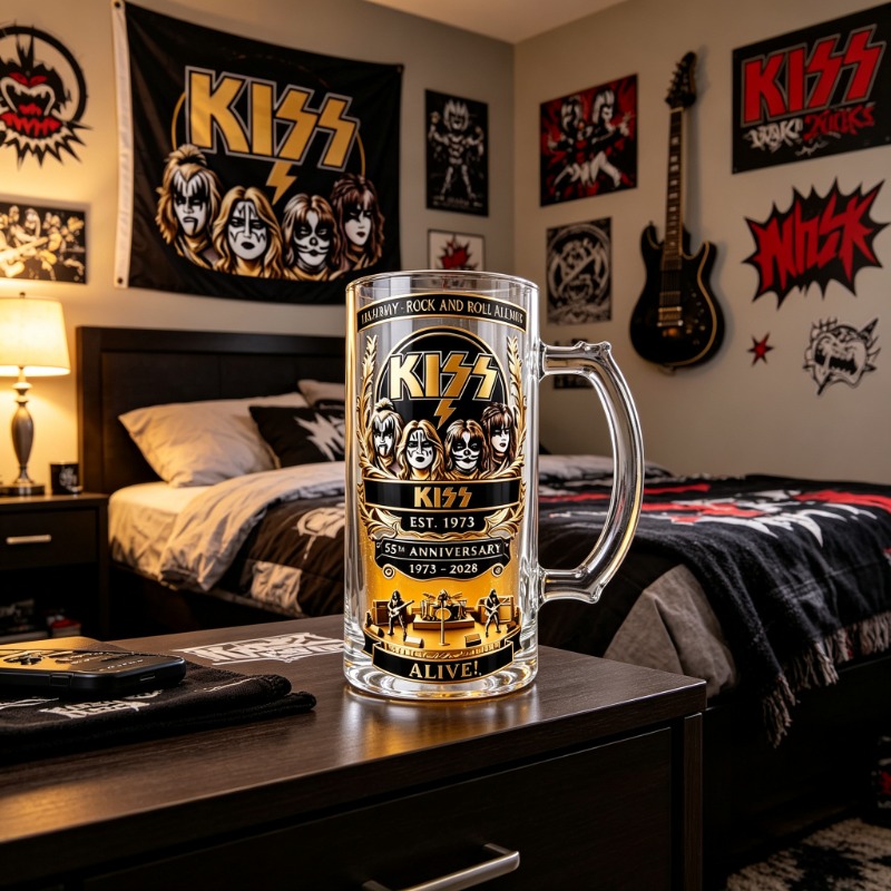 55주년 기념 KISS 록 밴드 맥주잔 방수 스티커 투 - Beer Mug Handled 리뷰 및 가격