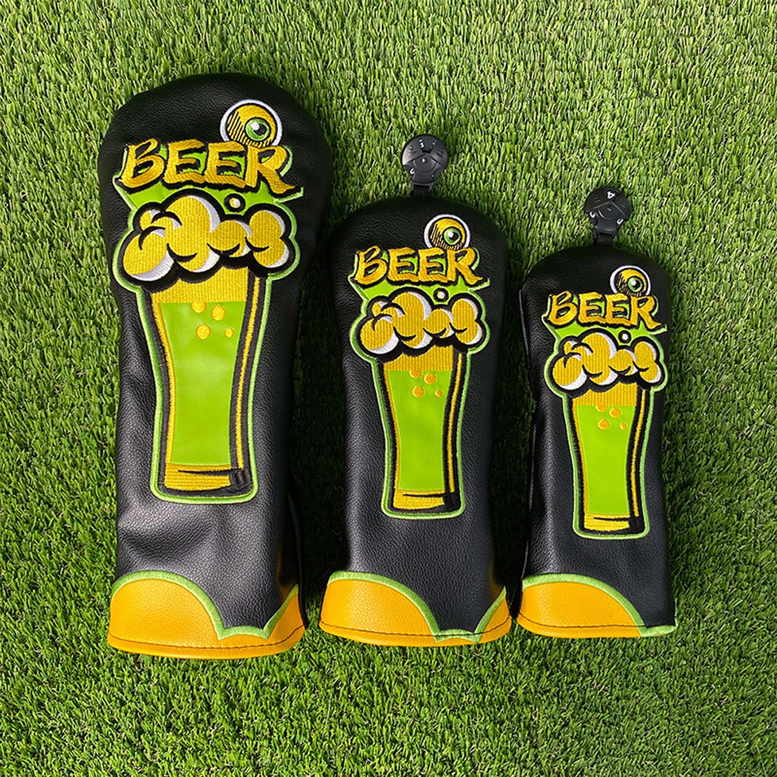 맥주 자수 PU 가죽 골프 클럽 헤드 보호 커버 컬러  - Beer & Wine Jockey Plaza Shopping 리뷰 및 가격