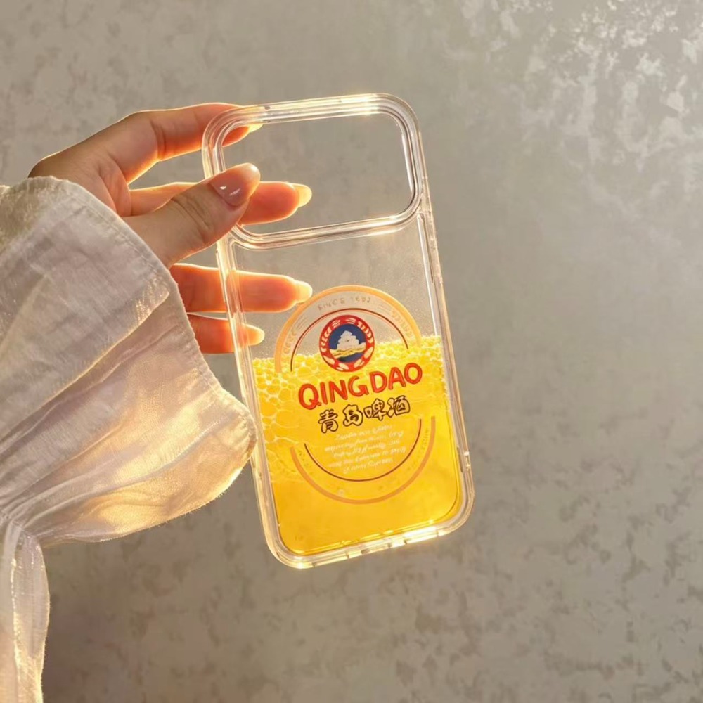재미있는 칭다오 맥주 액체 모래폰 케이스 아이폰 17  - Beer & Wine Jockey Plaza Shopping 리뷰 및 가격