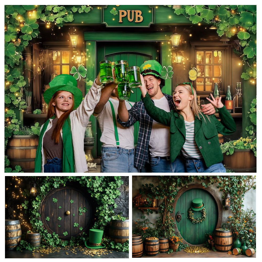 성 패트릭의 날 배경 배너 녹색 클로버 펍 와인 배럴  - Wine Beer Pub 리뷰 및 가격
