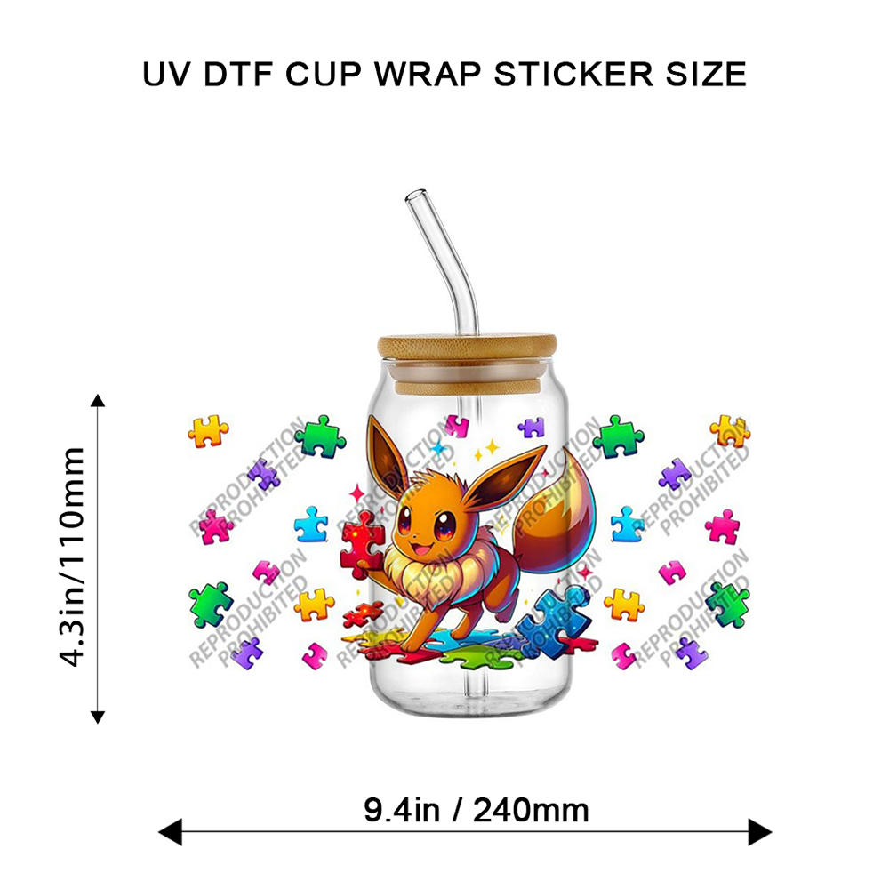 만화 캐릭터 자폐증 퍼즐 리본 UV DTF 전사 스티커 - Beer & Wine Grab 리뷰 및 가격